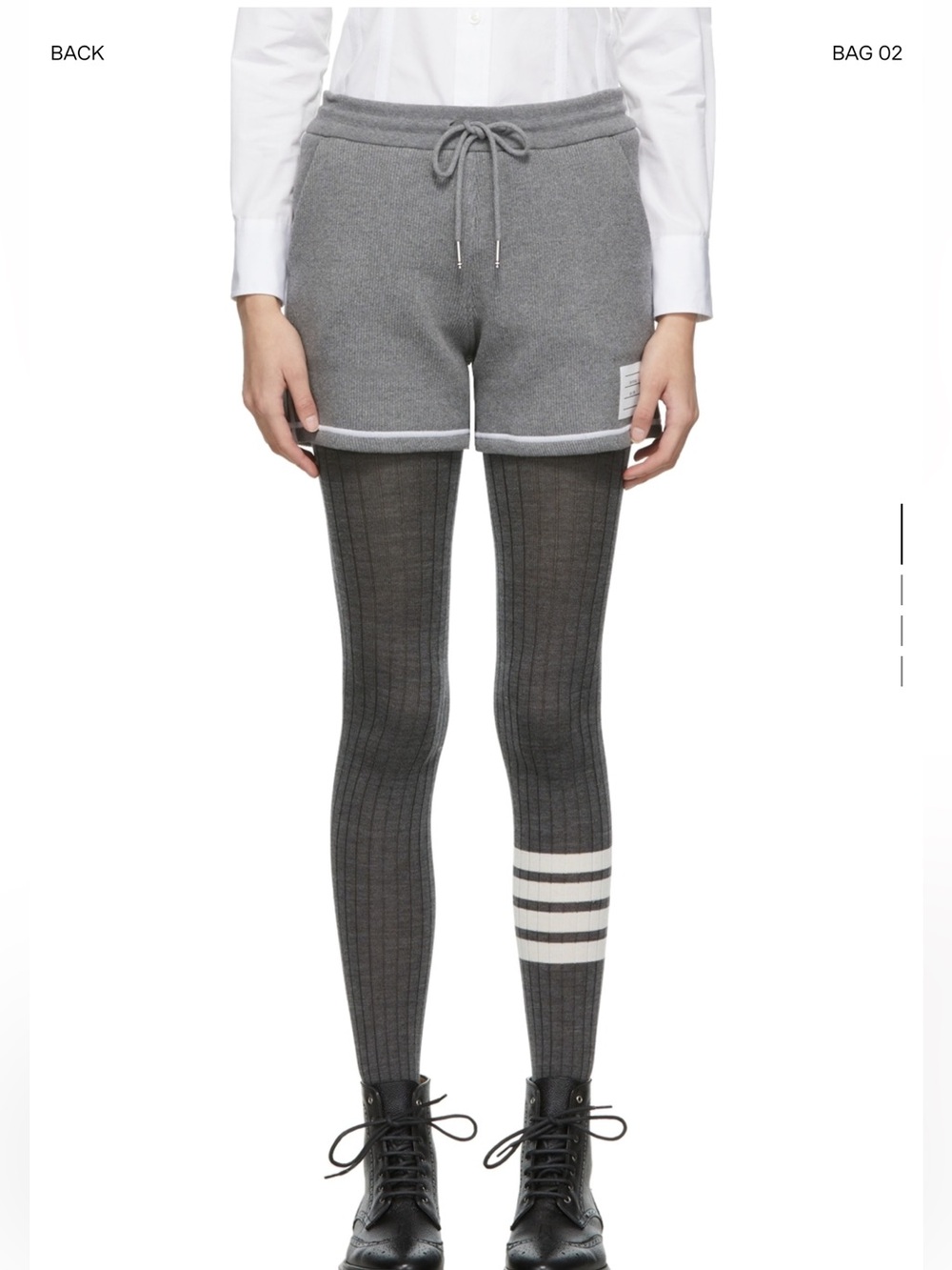 THOM BROWNE Grey Rib Knit Shorts Size IT 36